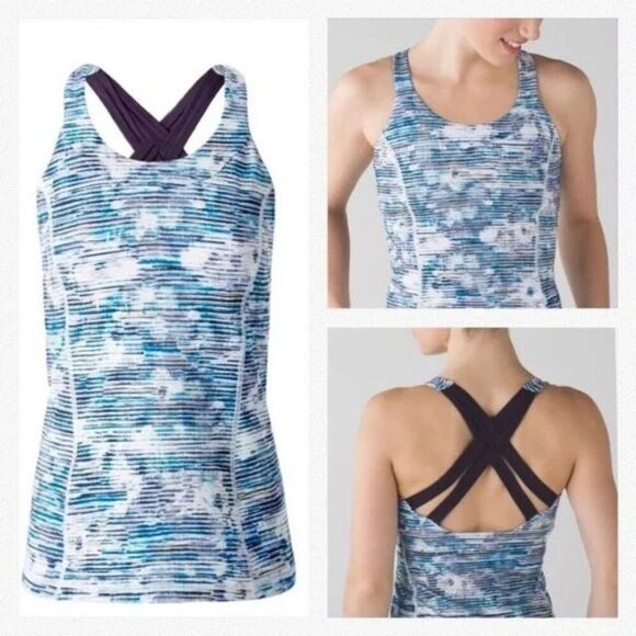 Lululemon Enhearten Blurry Belle Multi Deep Zinfandel Blue Tank Top - Picture 4 of 8